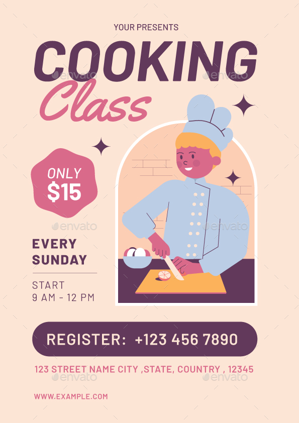 Cooking Class Flyer Set Print Templates Graphicriver